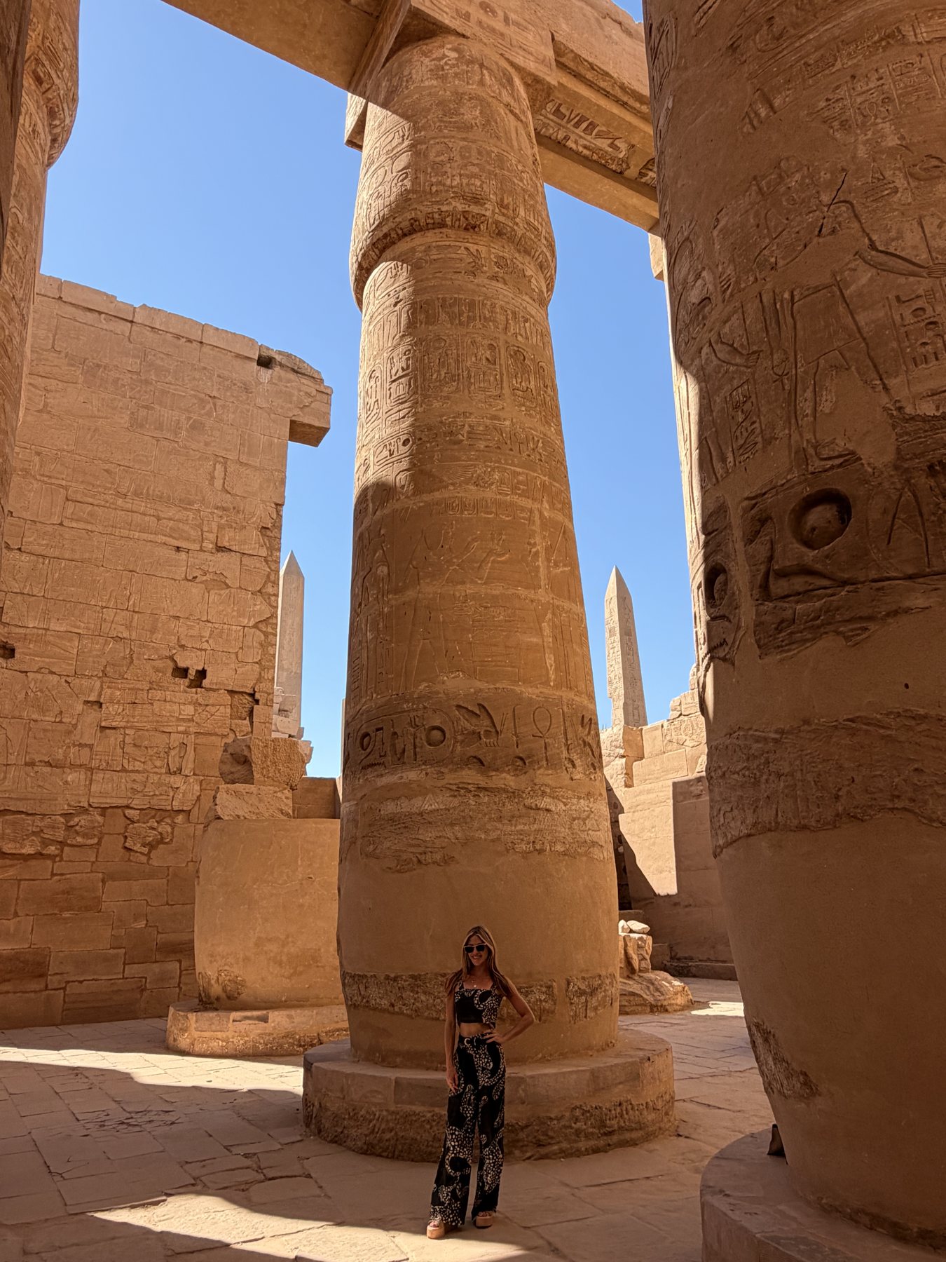 Rachel among the columns at Karnak
