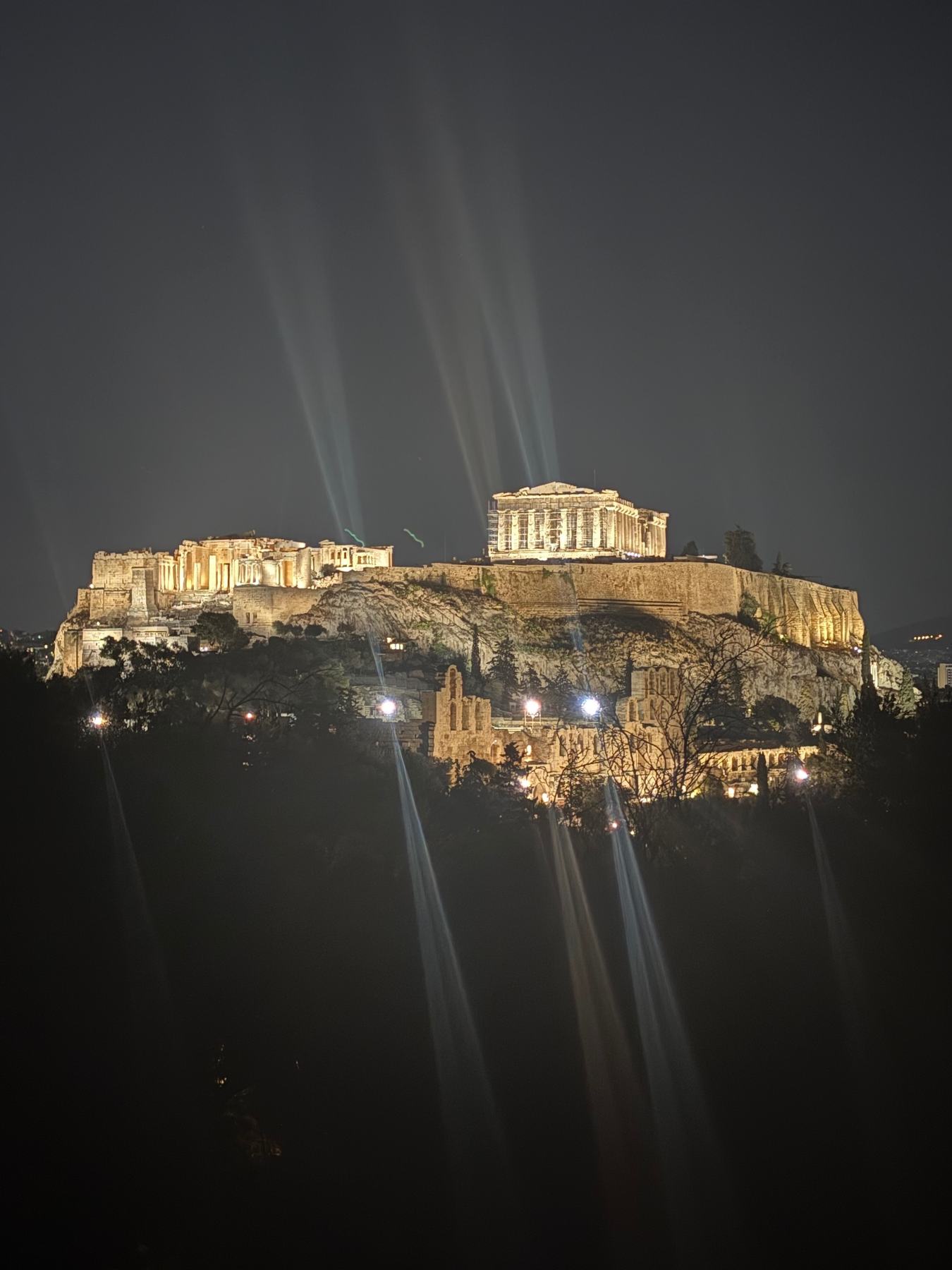 The Acropolis of Athens lit at night