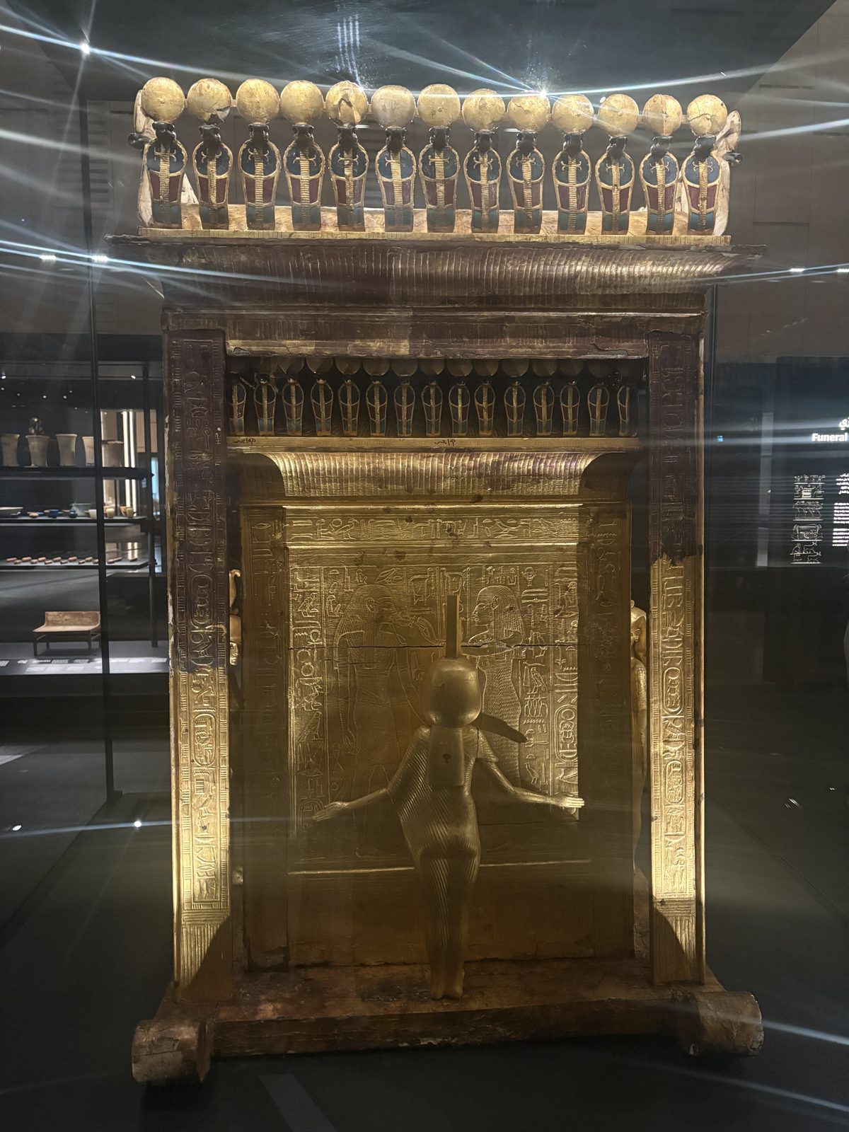 A gilded shrine with a winged goddess figure from Tutankhamun's tomb