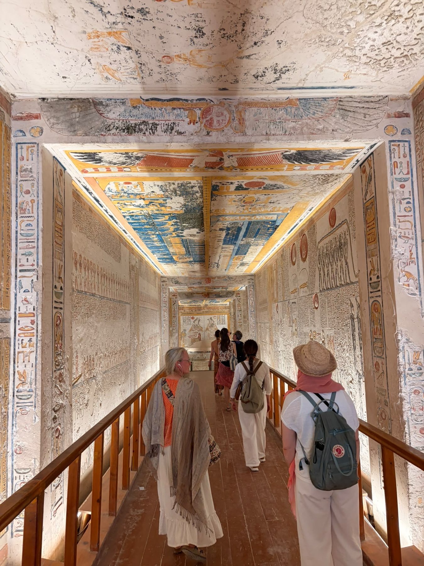 A painted descending tomb corridor