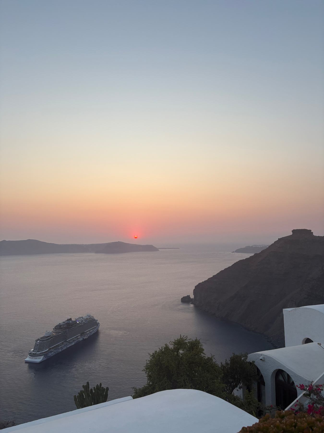 Sunset over the Santorini caldera