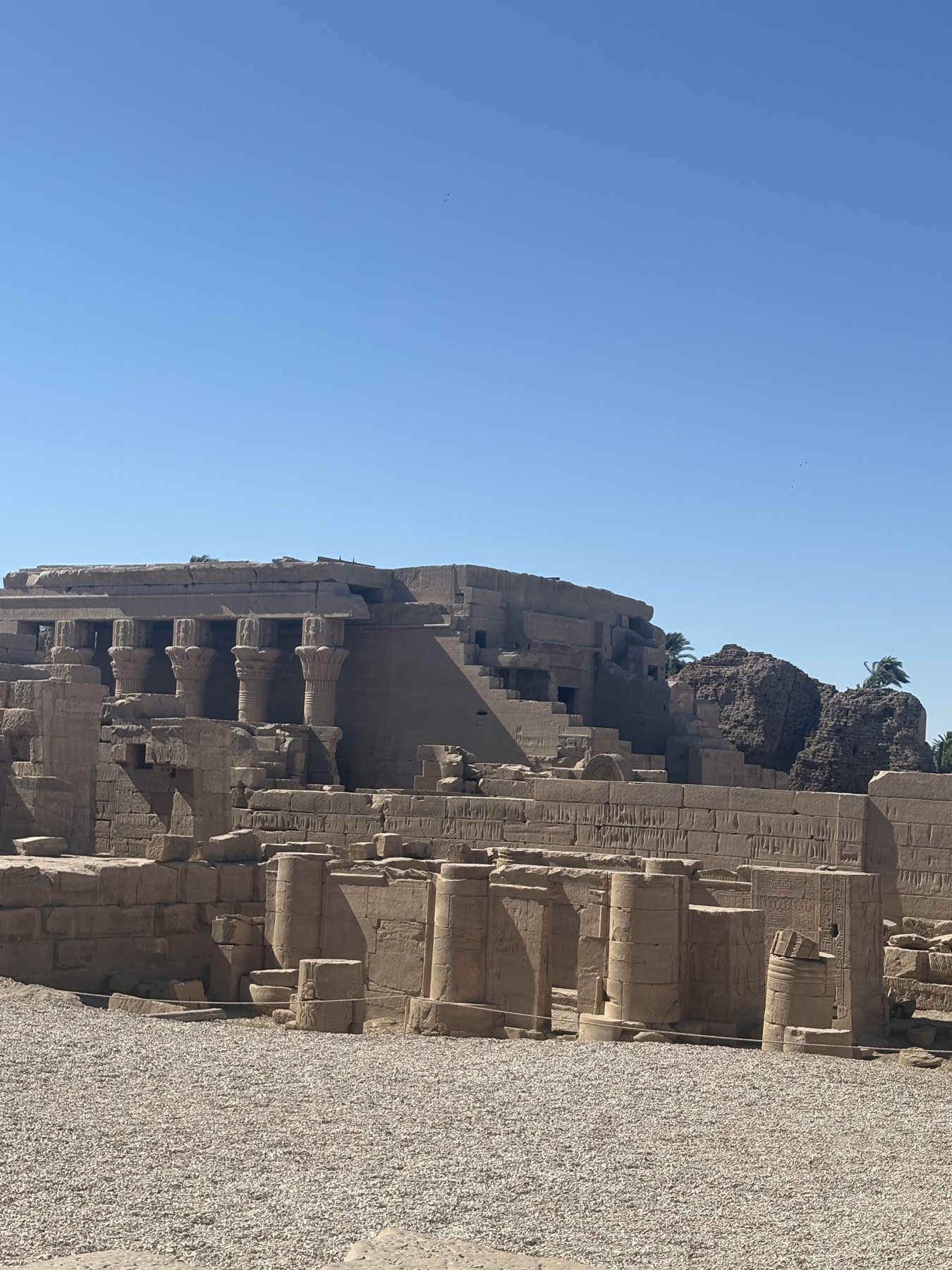 A temple terrace in bright sun