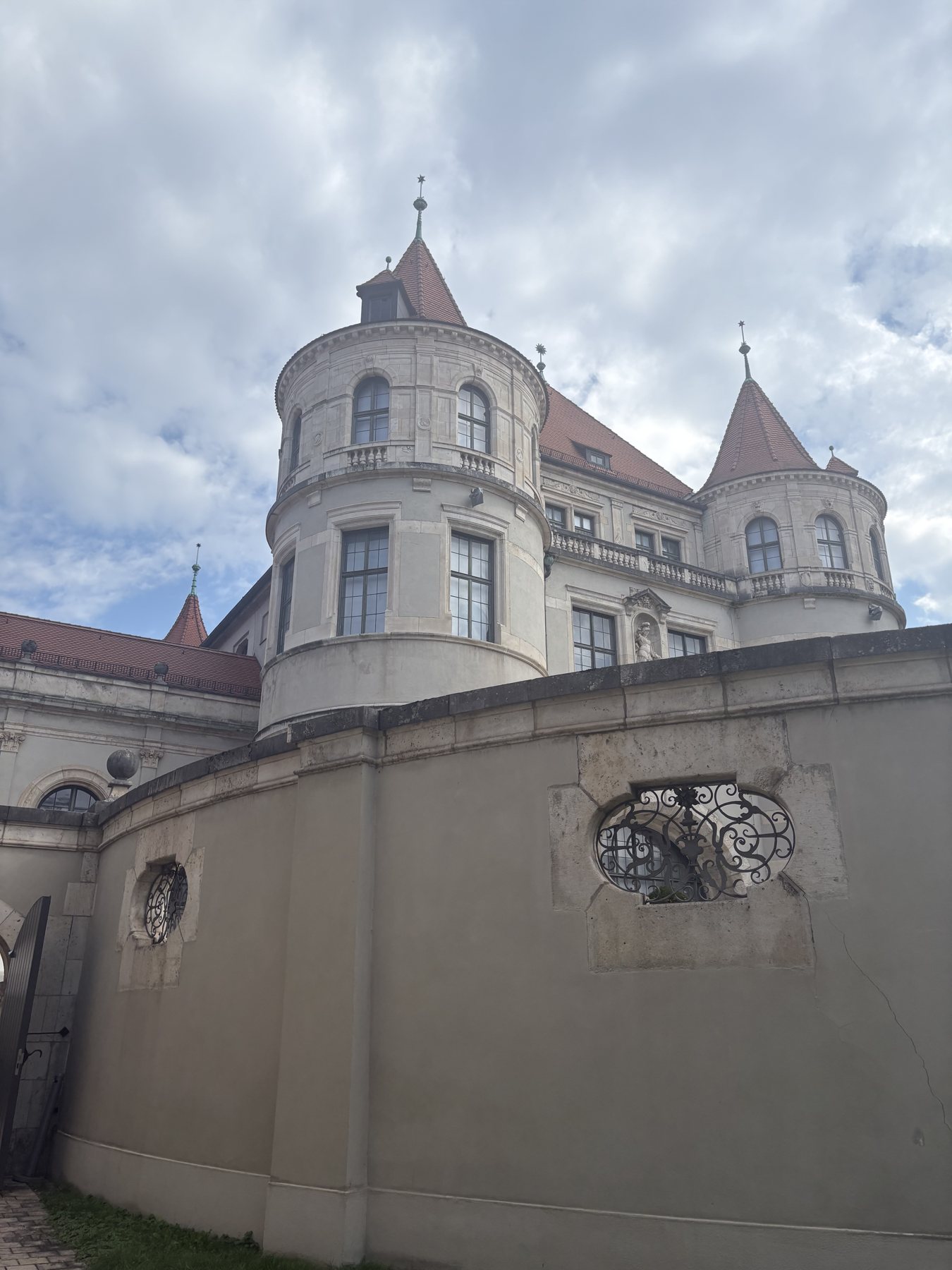 Turrets and carved stonework on the side of the Bavarian National Museum