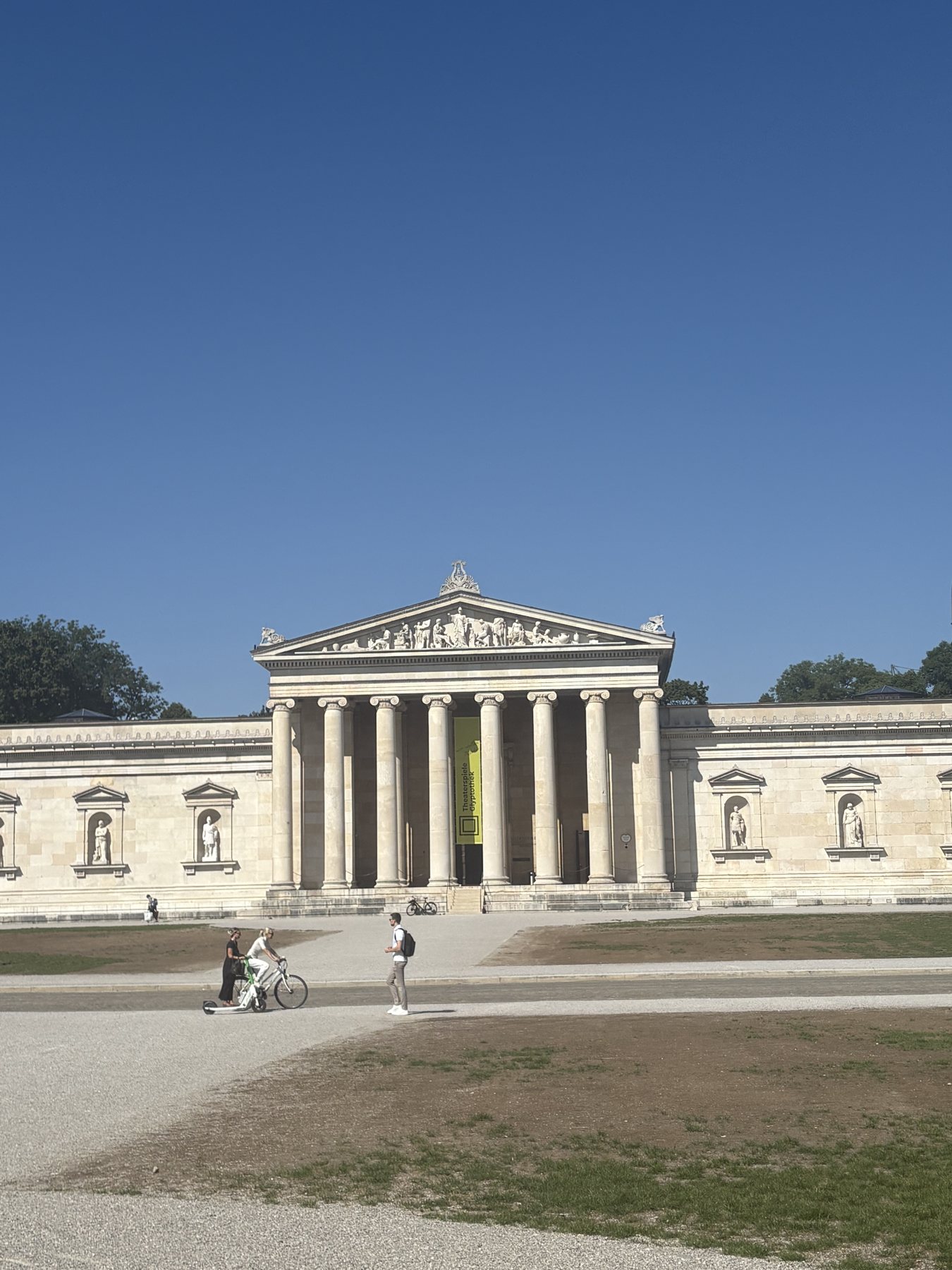 The neoclassical colonnade of the Glyptothek at Königsplatz in Munich