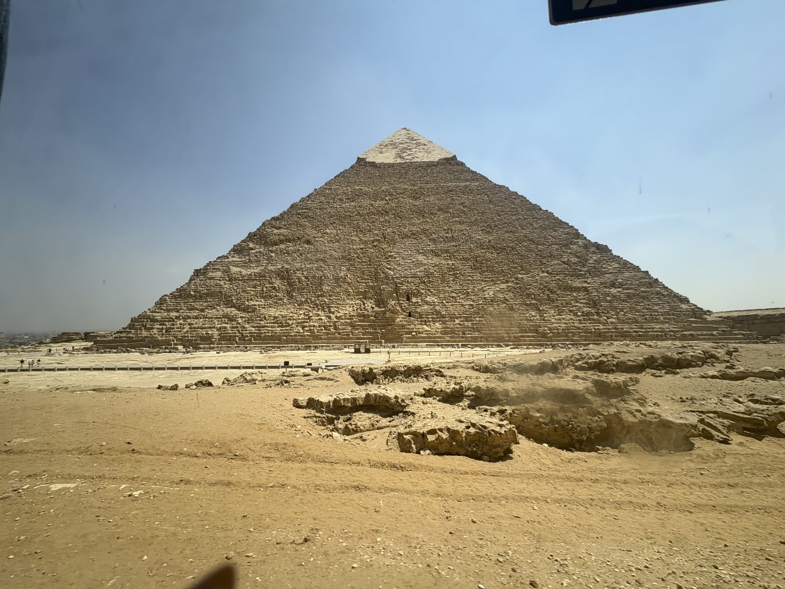 The Pyramid of Khafre with its remaining casing stones at the summit