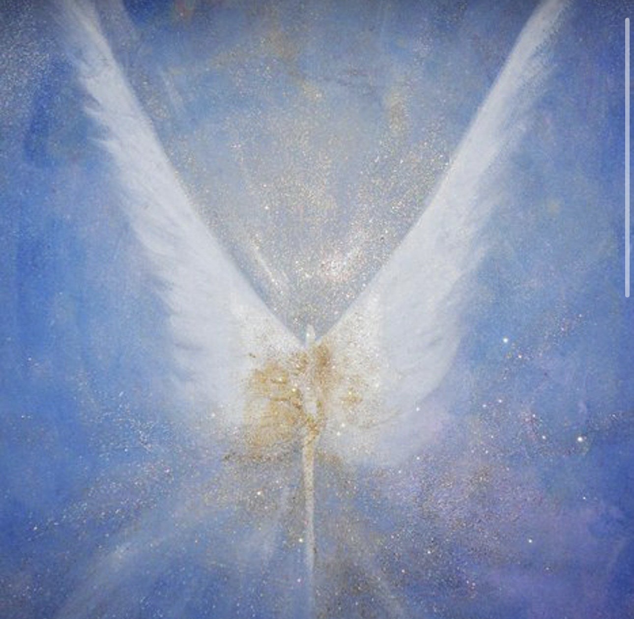 Statue of Archangel Michael with golden sword and wings, symbolizing protection and cord cutting
