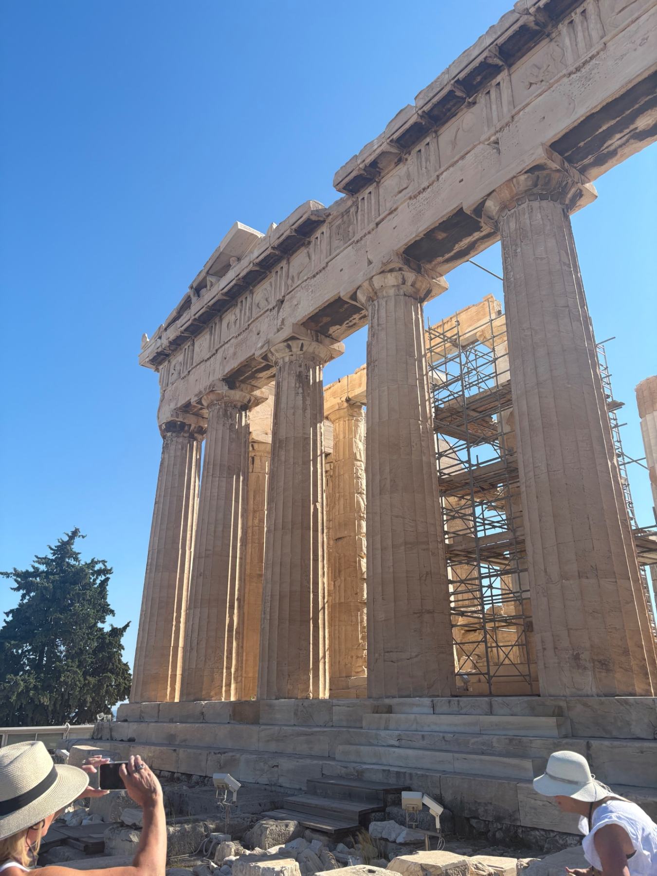 Columns of the Parthenon against a bright sky