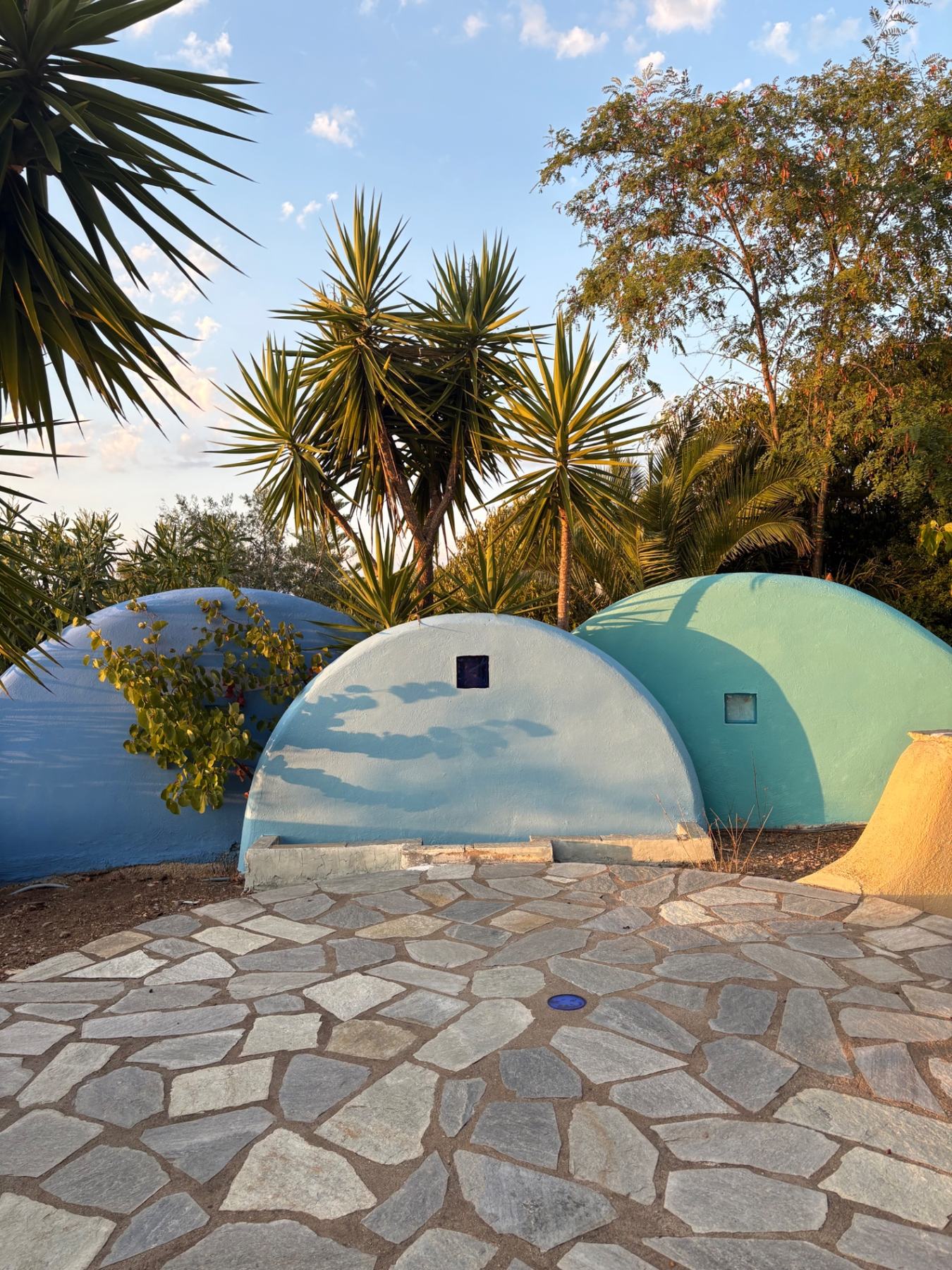 White domes of the retreat centre on Evia