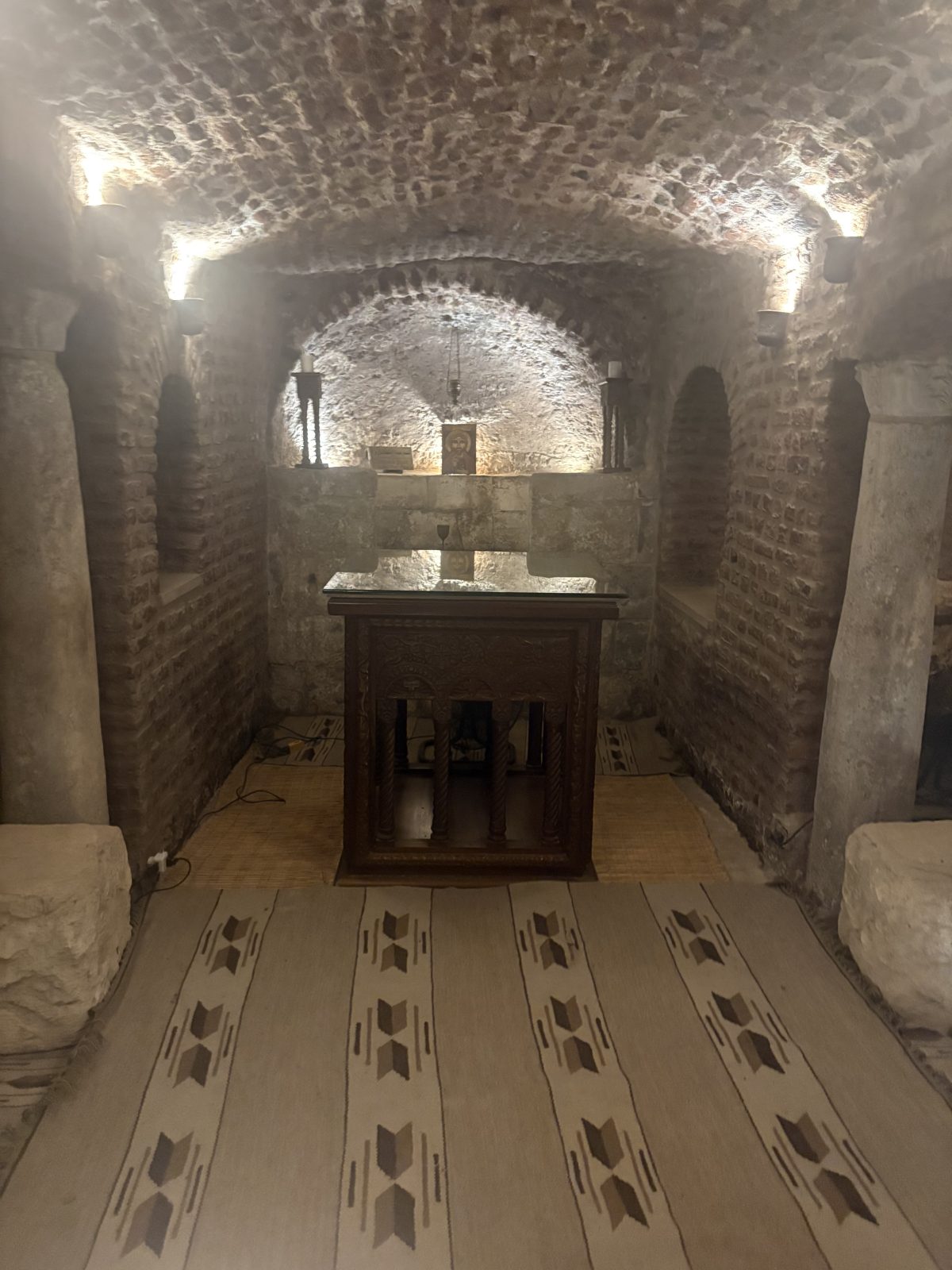 The vaulted crypt beneath the church of Abu Serga in Cairo