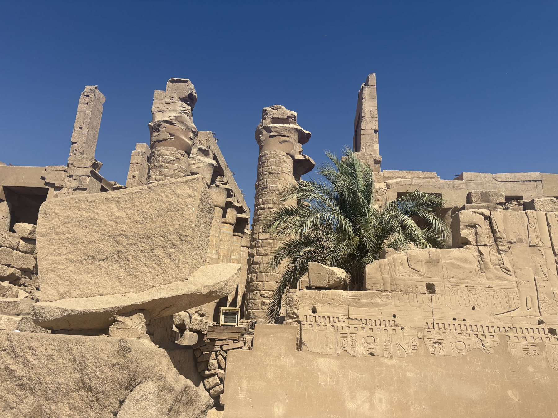 Ruined walls and blocks at Karnak