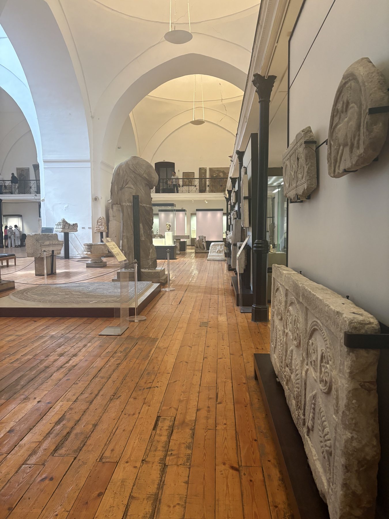 Carved stone reliefs displayed in a Sofia museum