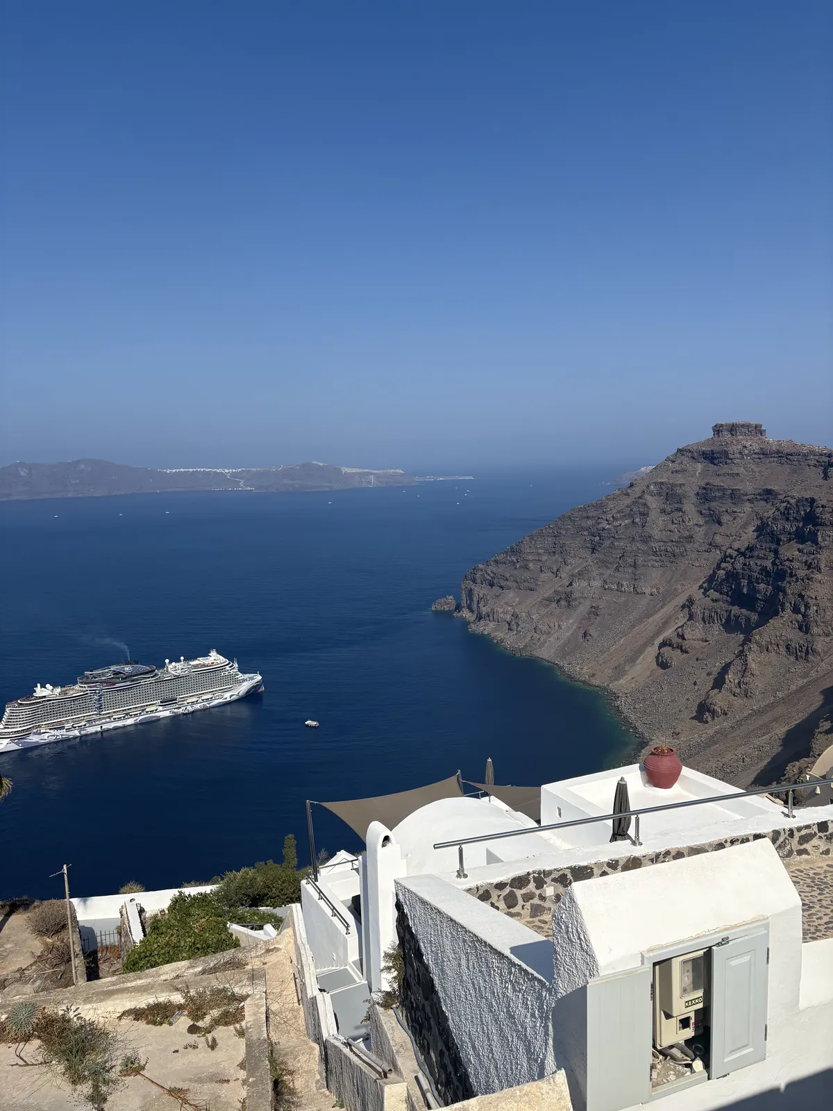 Skaros Rock rising from the Santorini caldera