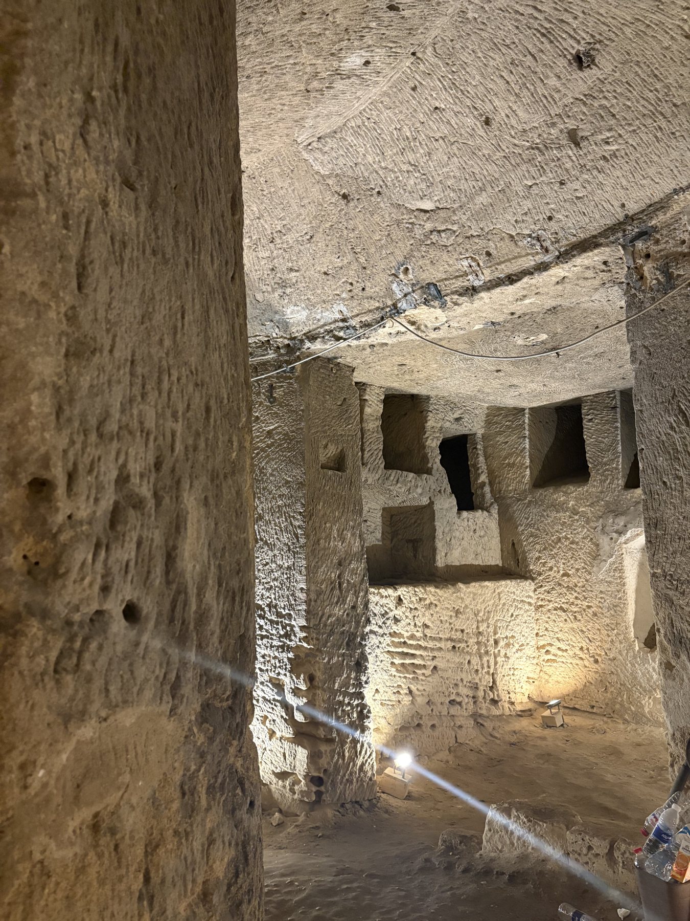 Carved chambers inside the Alexandria catacombs