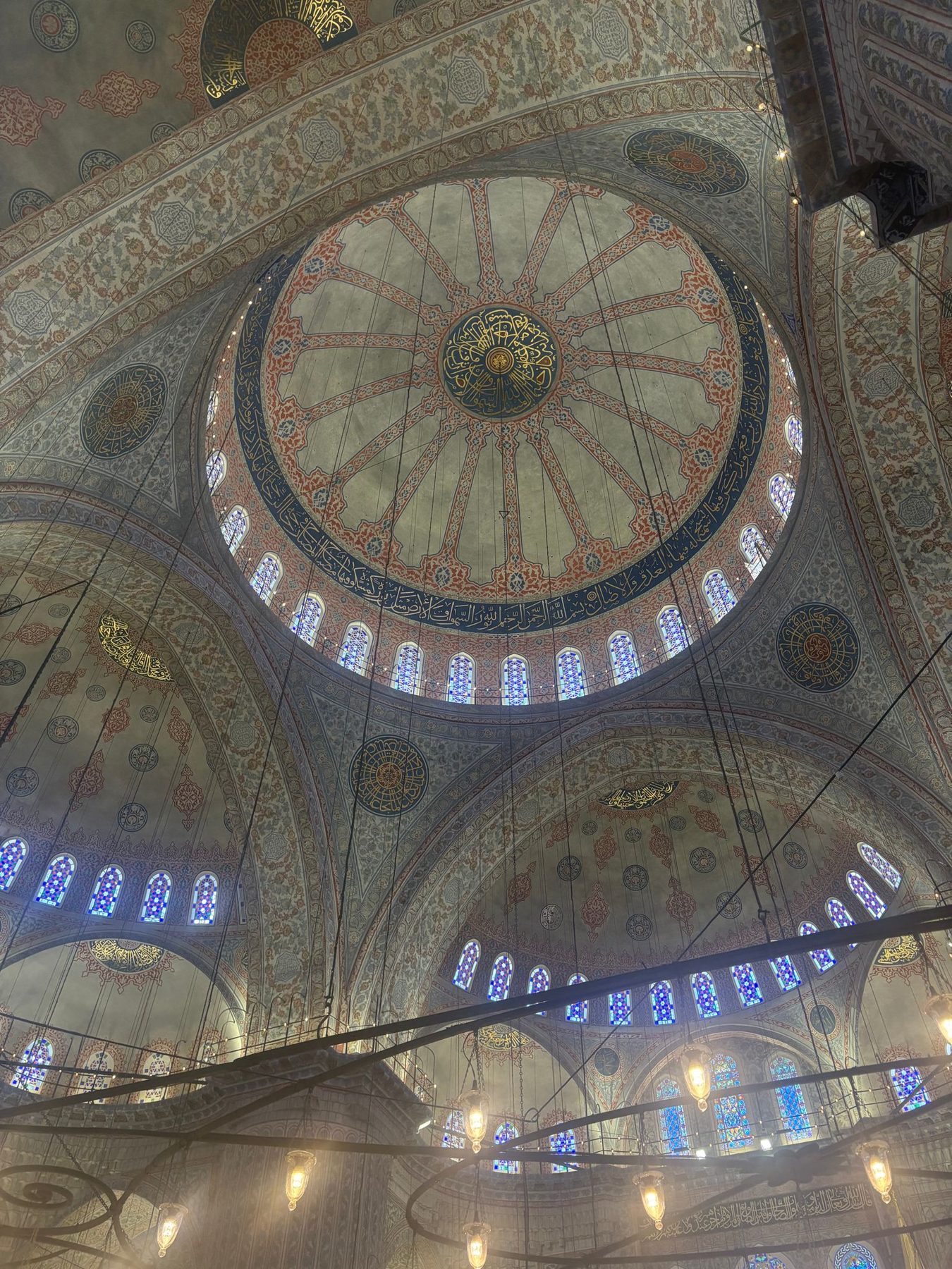 The painted central dome of a great Istanbul mosque