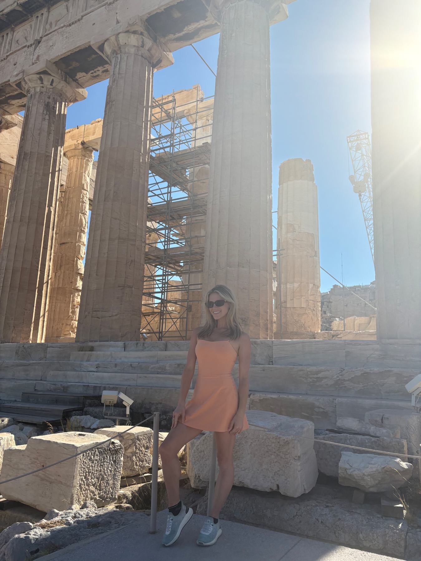 Rachel standing before the Parthenon