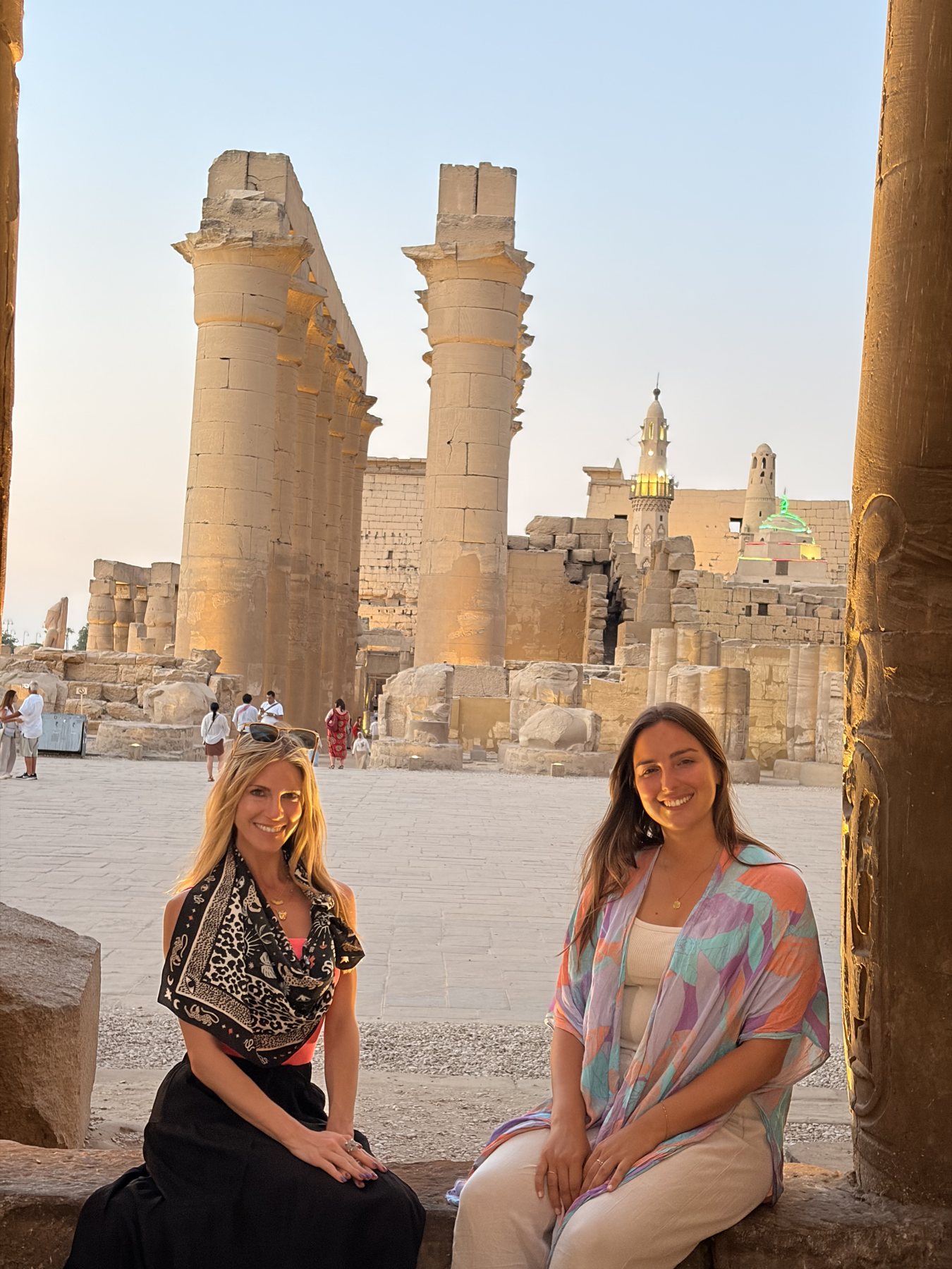 Rachel at Luxor Temple in the evening