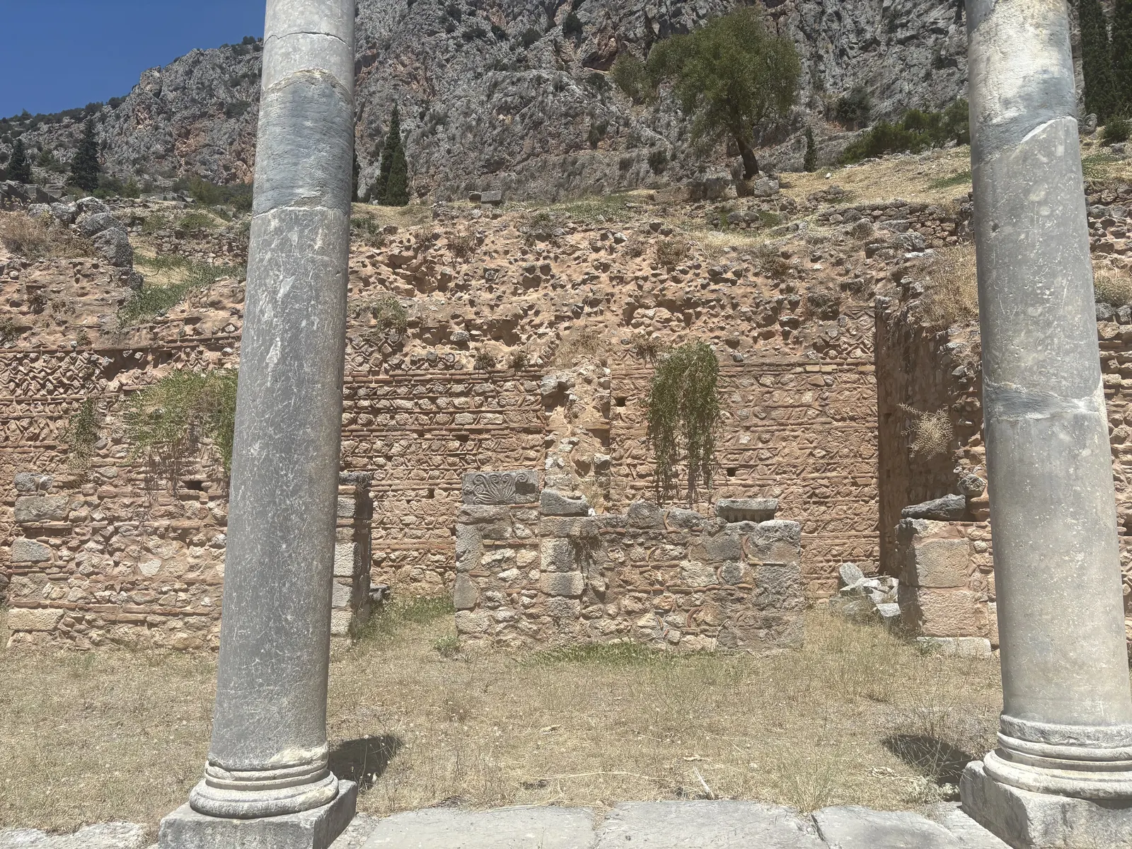 Columns of the Roman agora at the entrance to Delphi