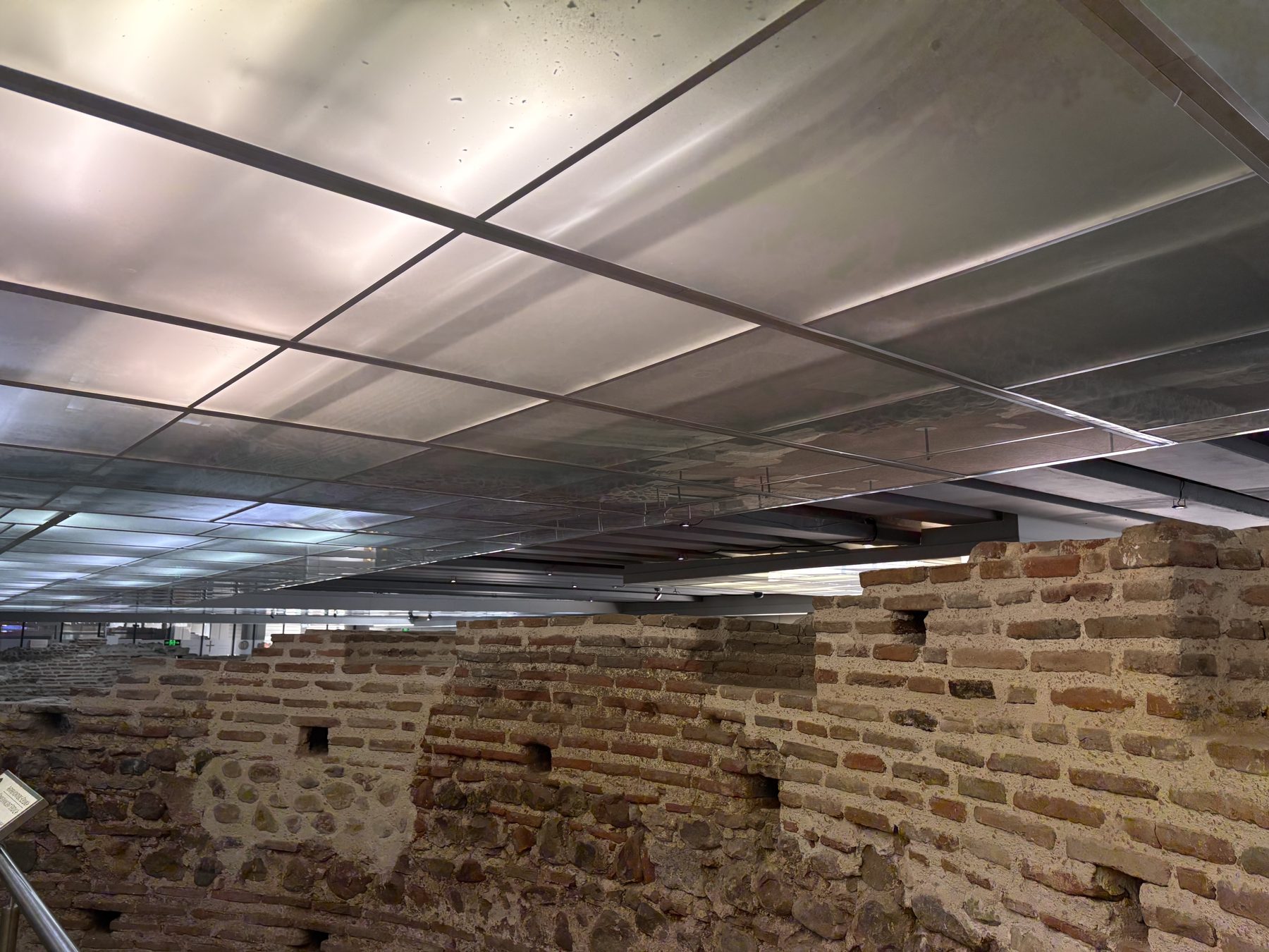 Brick and stone Roman wall inside the Serdica exhibition