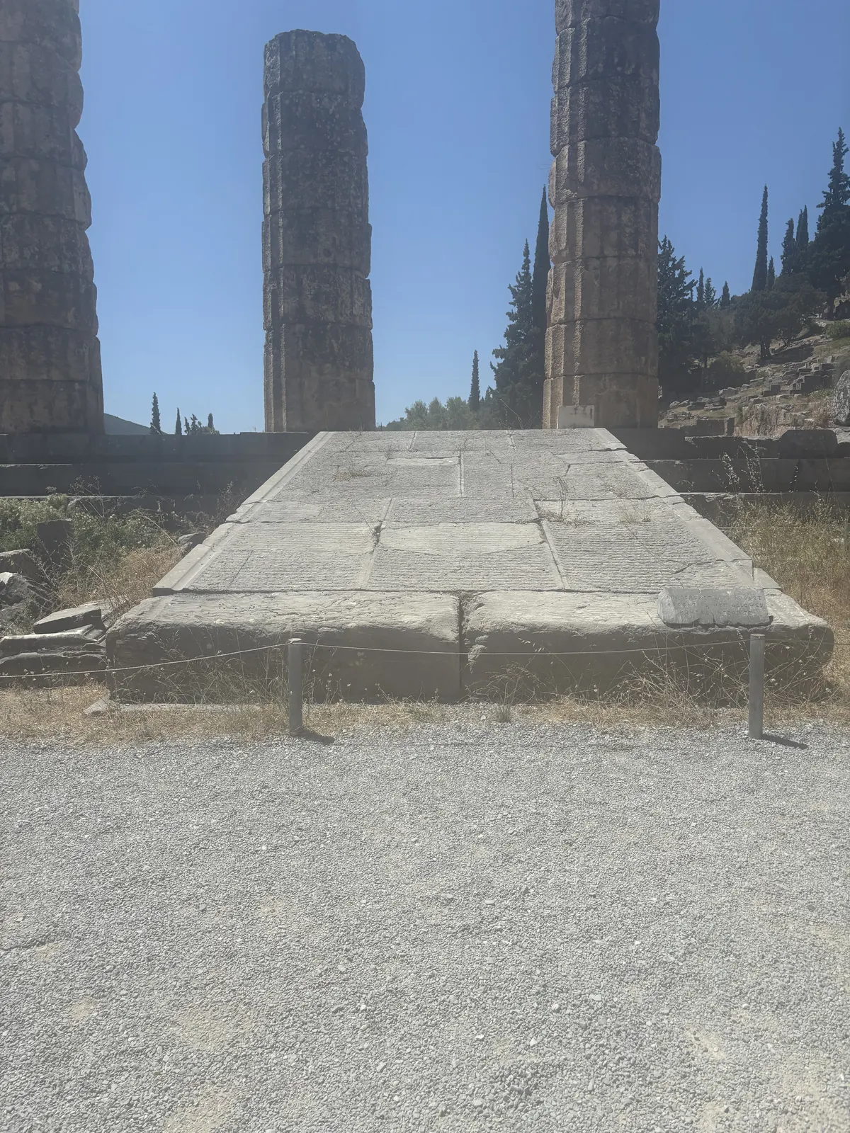 Ancient altar stone in the sanctuary at Delphi