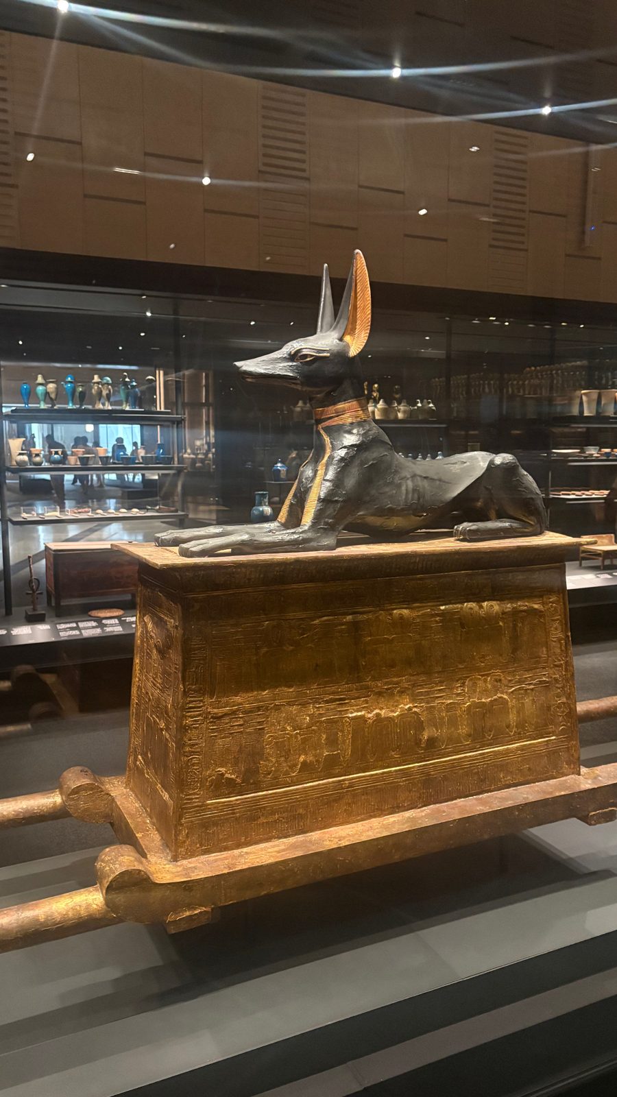 The gilded Anubis shrine with the jackal figure on its chest